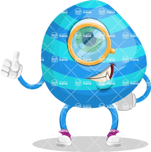 One Eyed Monster Cartoon Character - One Eyed Monster Cartoon Character with Glasses